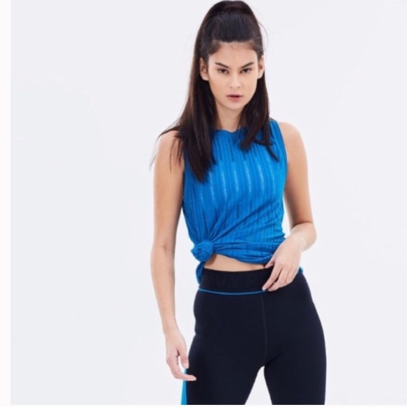IVY PARK Tops - Ivy park Blue Striped Knit Working Out Top